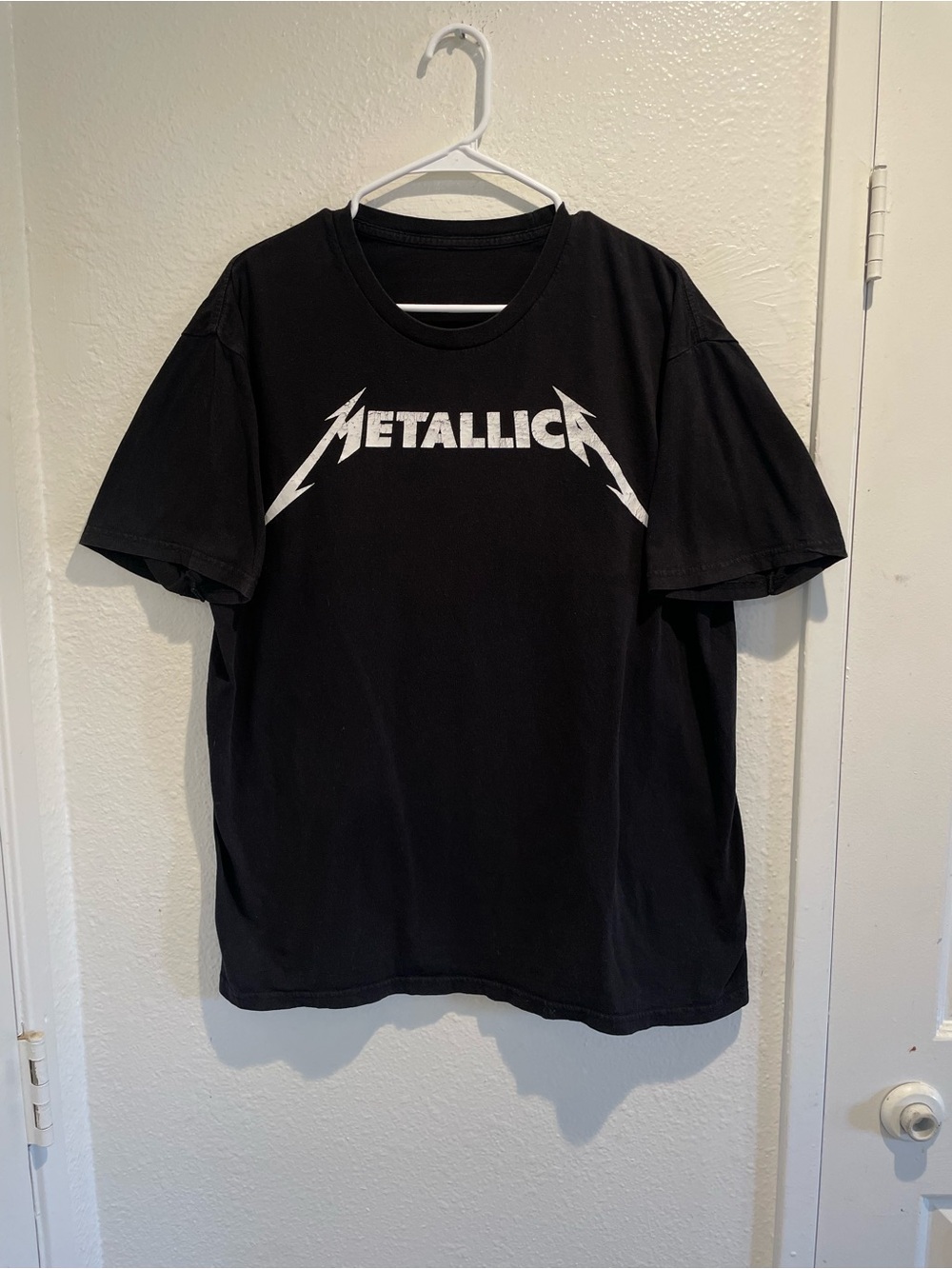 💀 Metallica Spellout Logo Black Rock Concert Band T-Shirt Men's Size XL